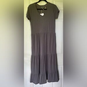TOAD&CO organic midi tiered gray dress